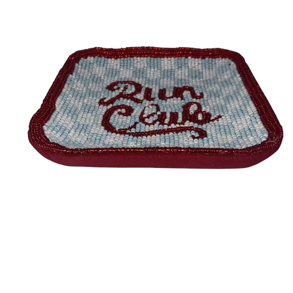 Anthropologie Fiona Beaded Trinket Dish Red White Blue Run Club